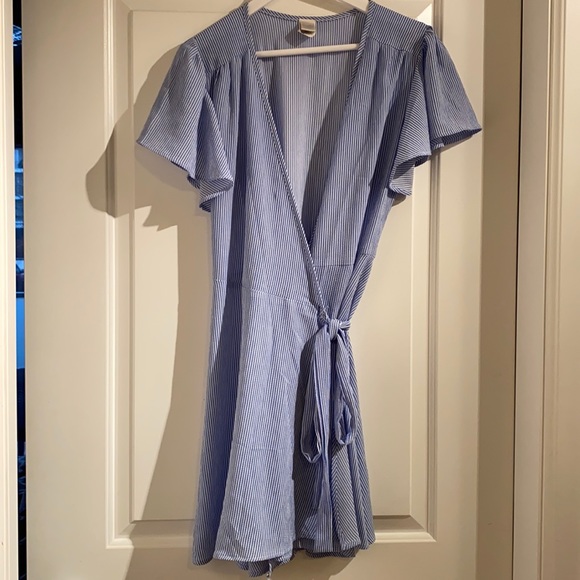 twik Dresses & Skirts - Blue Striped Wrap Dress